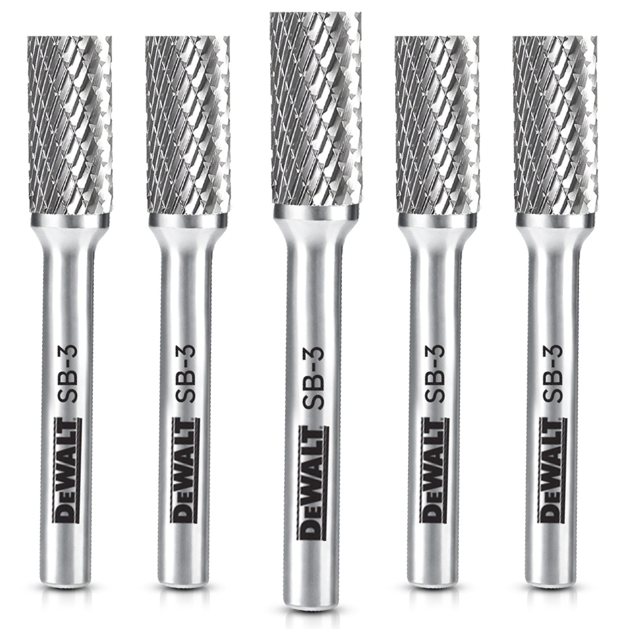 DeWalt Carbide Burrs — 5-Pack, Double-Cut, SB-3, Tungsten Carbide Steel, Model# DXCBTJSB3-5